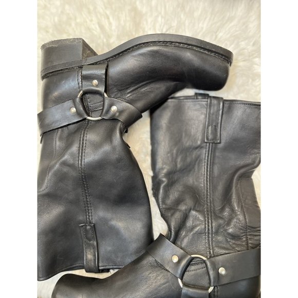 Classic Black Leather Men's Harness Boots - Picture 12 of 12